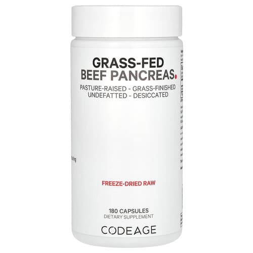 Codeage, Rohuga toidetud veise kõhunääre, 180 kapslit (500 mg kapsli kohta)