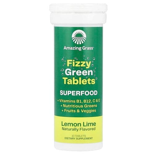 Amazing Grass, Fizzy Green tabletid, supertoit, sidruni-laimimahl, 10 tabletti