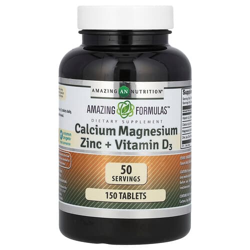 Amazing Nutrition, Hämmastavad valemid, kaltsium, magneesium, tsink + vitamiin D3, 150 tabletti