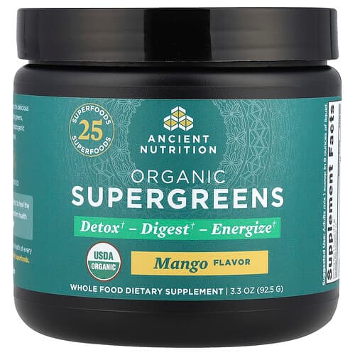 Ancient Nutrition, Orgaanilised SuperGreenid, mango, 92,5 g