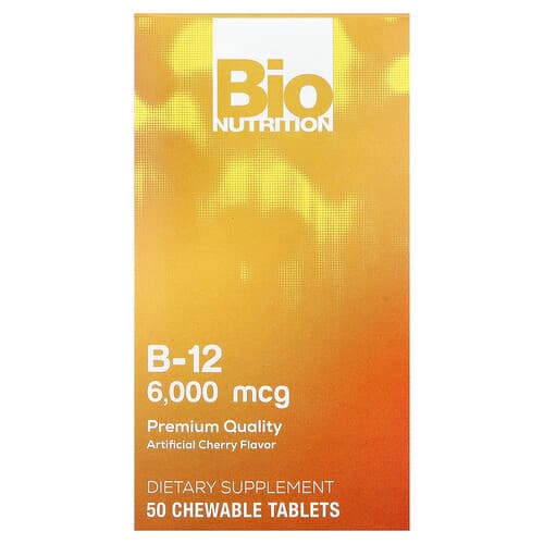 Bio Nutrition, Vitamiin B-12, kirss, 6,000 mcg, 50 närimistabletti