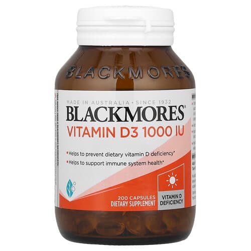 Blackmores, D3-vitamiin, 25 mcg (1000 RÜ), 200 kapslit