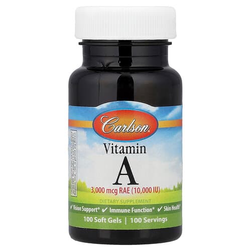 Carlson, A-vitamiin, 3,000 mcg RAE (10,000 RÜ), 100 pehmet geeli