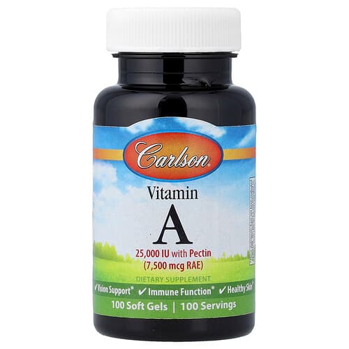 Carlson, A-vitamiin, 7500 mcg RAE (25 000 RÜ), 100 pehmet kapslit