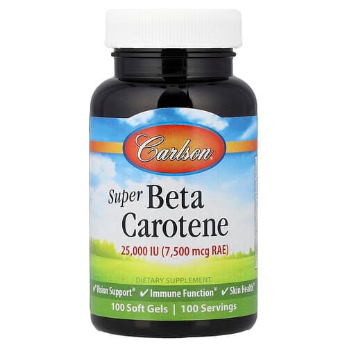 Carlson, Super beetakaroteen, 7,500 mcg RAE (25,000 RÜ), 100 pehmet geeli