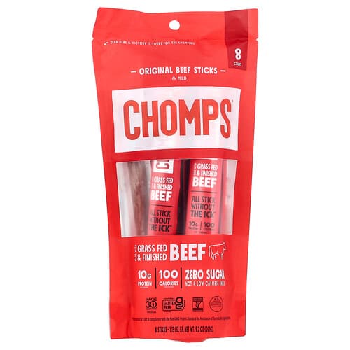 Chomps, Originaalsed veiselihapulgad, mahedad, 8 pulka, 32 g tükk