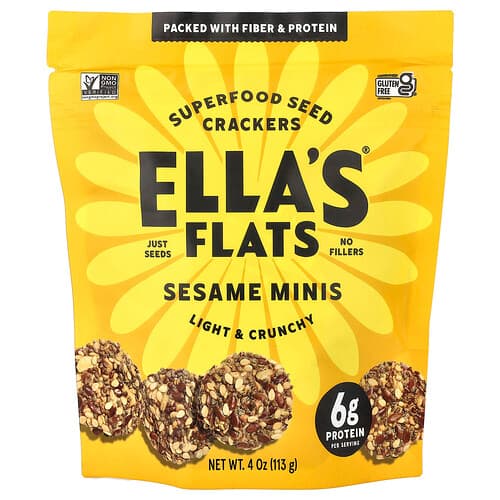 Ella's Flats, Supertoidu seemneküpsised, seesamiseemnetega miniküpsised, 113 g