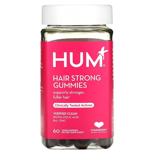 HUM Nutrition, Juuste tugevad kummikommid, maasikas, 60 vegan kummikommi