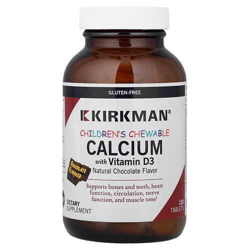 Kirkman Labs, Laste närimistablett kaltsium D3-vitamiiniga, šokolaadimaitseline, 120 tabletti