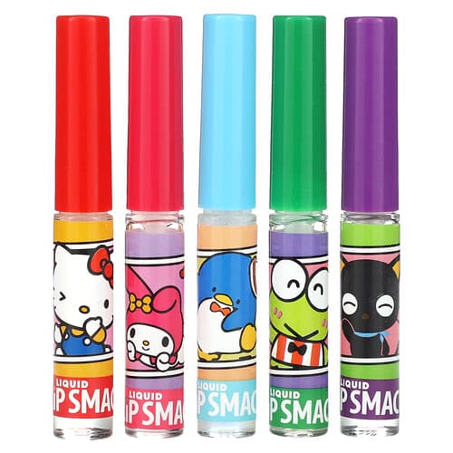 Lip Smacker, Hello Kitty ja sõbrad, vedel huuleläige, variatsioonpakk, 5 tk, 14 ml (0,45 fl oz)