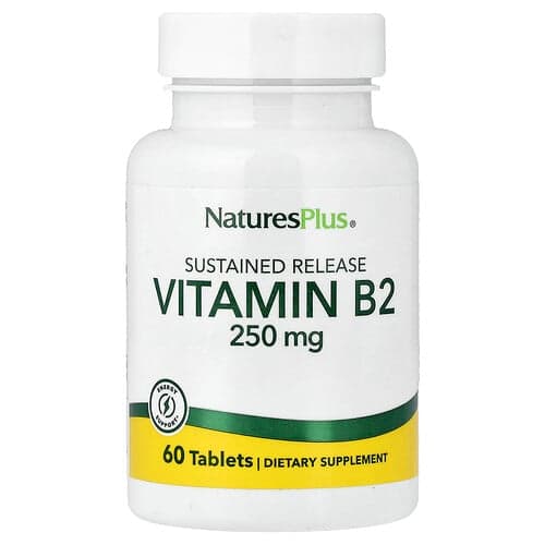 NaturesPlus, Vitamiin B2, pikatoimeline, 250 mg, 60 tabletti