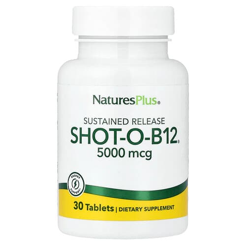NaturesPlus, Shot-O-B12®, pikatoimeline, 5000 mcg, 30 tabletti