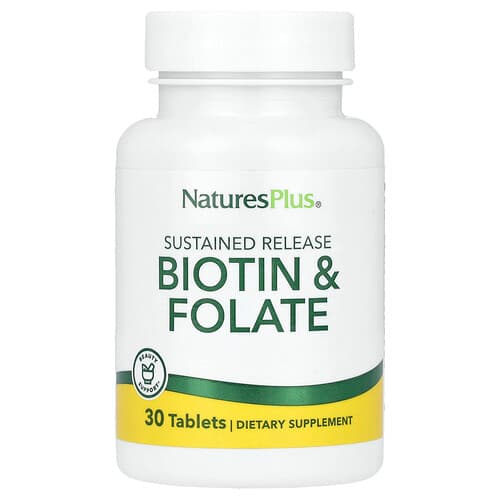 NaturesPlus, Pikaajalise vabanemisega biotiin ja folaat, 30 tabletti
