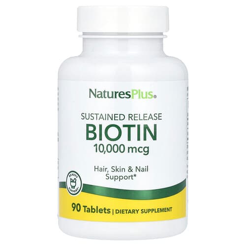 NaturesPlus, Toimeainet prolongeeritult vabastav biotiin, 10 000 mcg, 90 tabletti