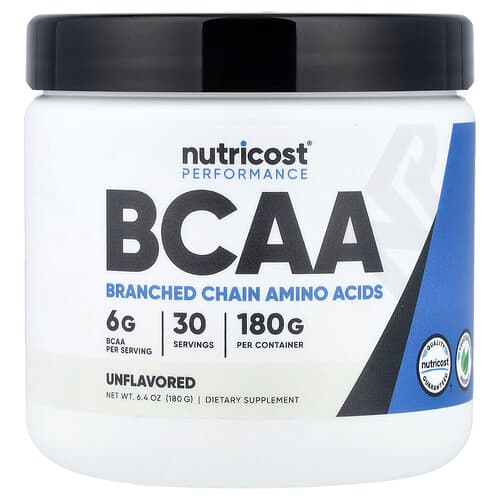 Nutricost, Jõudlus, BCAA, maitsestamata, 6.3 untsi (180 g)