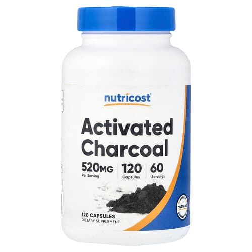 Nutricost, aktiivsüsi, 120 kapslit (260 mg kapsli kohta)