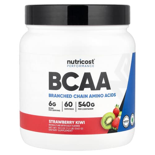 Nutricost, Jõudlus, BCAA, maasika kiivi, 1.2 naela (540 g)