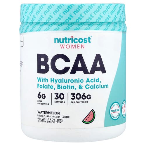 Nutricost, Naistele, BCAA hüaluroonhappe, folaadi, biotiini ja kaltsiumiga, arbuus, 306 g