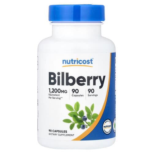 Nutricost, Mustikas, 90 kapslit (300 mg kapsli kohta)