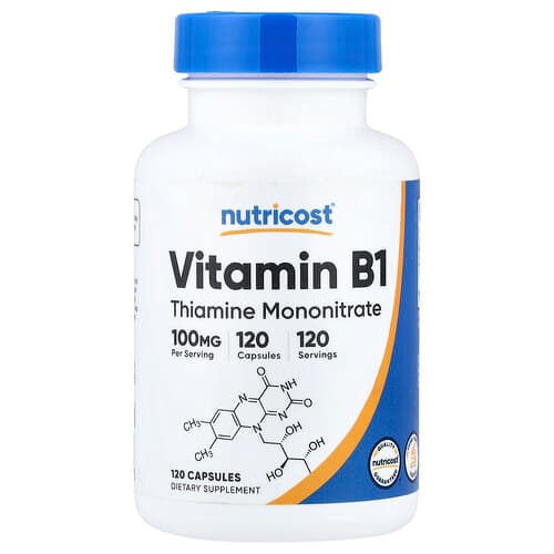 Nutricost, Vitamiin B1, 100 mg, 120 kapslit