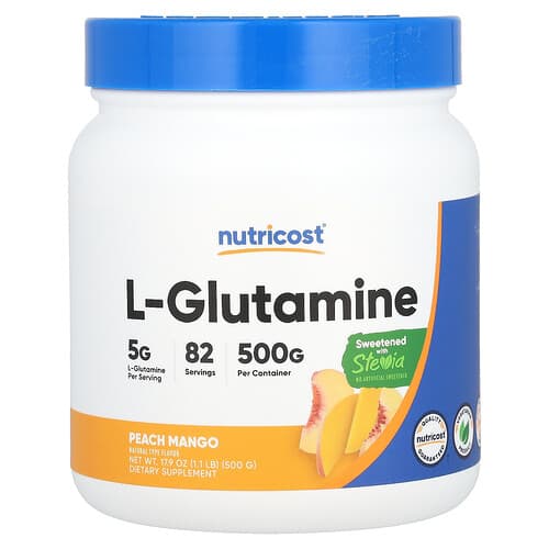 Nutricost, L-glutamiin, virsik-mango, 500 g