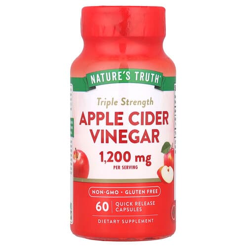 Nature's Truth, Kolmekordse tugevusega õunasiidriäädikas, 60 kiirvabastusega kapslit (600 mg kapsli kohta)