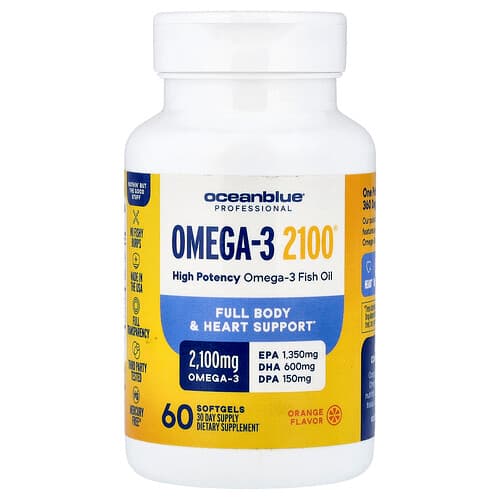 OceanBlue, Professionaalne, Omega-3 2100®, oranž, 60 pehmet geeli (1050 mg pehmegeeli kohta)