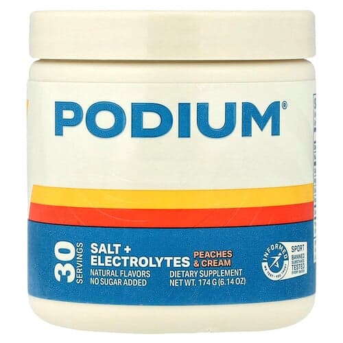 Podium Nutrition, Sool + elektrolüüdid, virsikud ja koor, 174 g