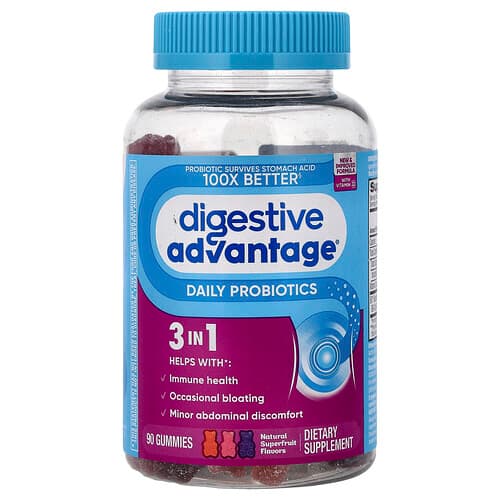 Schiff, Digestive Advantage®, igapäevased probiootikumid kummikommid, looduslik supervili, 90 kummikommi