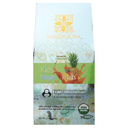 Secrets of Tea, Orgaaniline, Kids Magic™ tee, puuviljad, kofeiinivaba, 20 teekotti, 40 g