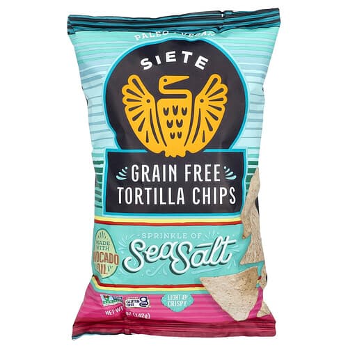 Siete, Teraviljavabad tortillalaastud, meresool, 5 untsi (142 g)