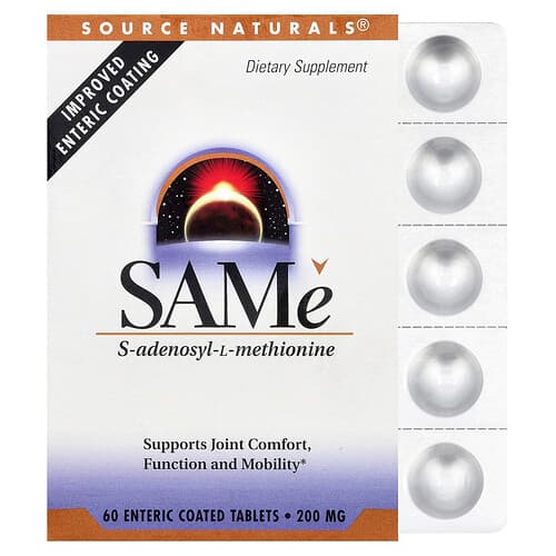 Source Naturals, SAMe, 60 enterokattega tabletti (200 mg tableti kohta)
