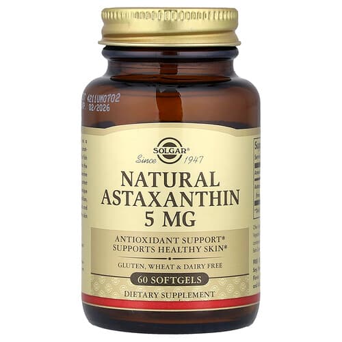 Solgar, Looduslik astaksantiin, 5 mg, 60 pehmet kapslit