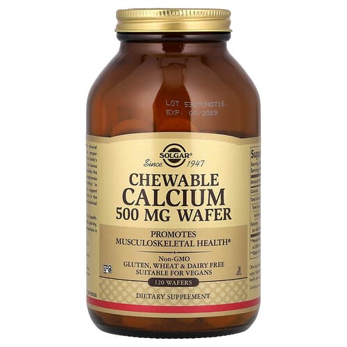 Solgar, Näritavad kaltsiumitabletid, 120 vahvlit (500 mg vahvli kohta)