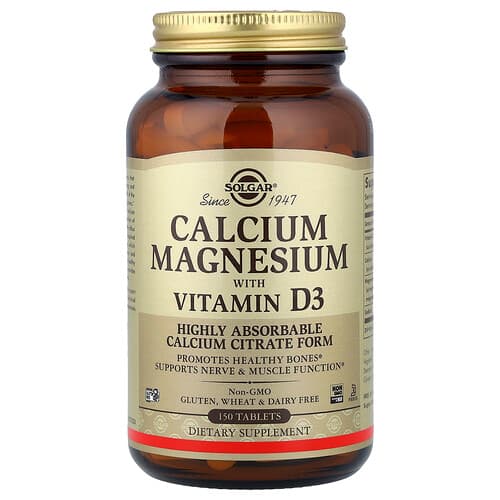 Solgar, Kaltsiummagneesium D3-vitamiiniga, 150 tabletti