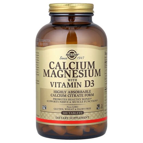 Solgar, Kaltsiummagneesium D3-vitamiiniga, 300 tabletti