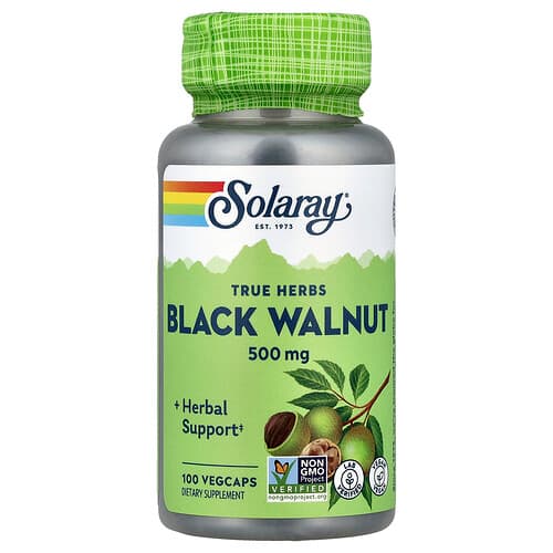 Solaray, Tõelised ürdid, must pähkel, 500 mg, 100 köögiviljakapslit