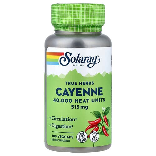 Solaray, Tõelised ürdid, Cayenne, 515 mg, 100 VegCaps