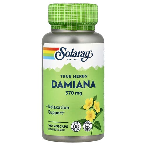 Solaray, Tõelised ürdid, Damiana, 370 mg, 100 taimekapslit