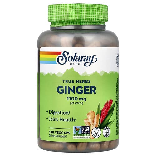 Solaray, Tõelised ürdid, ingver, 180 VegCaps (550 mg kapsli kohta)