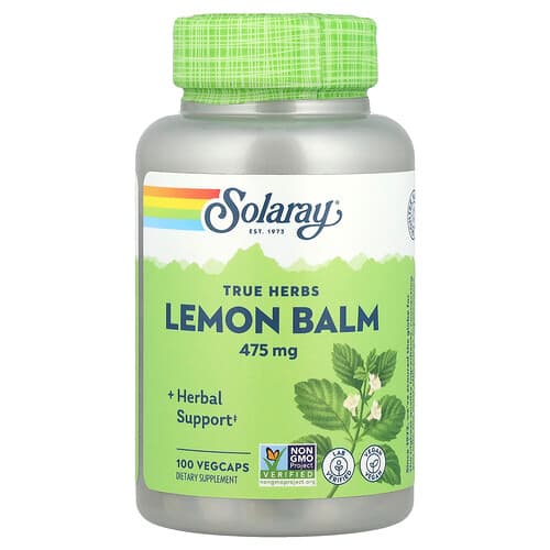 Solaray, Tõelised ürdid, sidrunmeliss, 475 mg, 100 köögiviljakapslit
