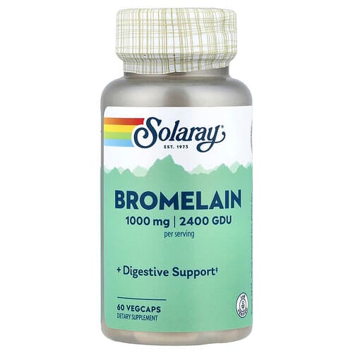 Solaray, Bromelain, 60 VegCaps (500 mg, 1,200 GDU kapsli kohta)