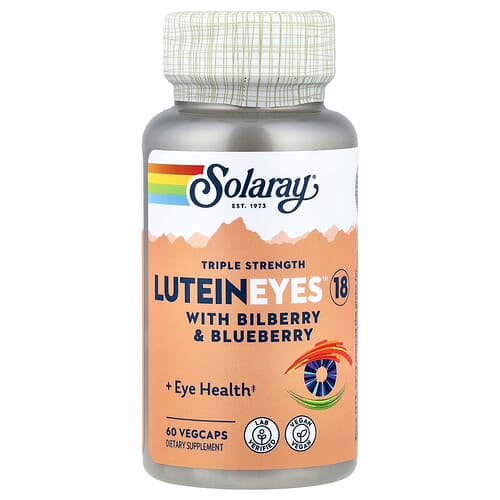 Solaray, LuteinEyes™ 18, mustika ja mustikaga, kolmekordse tugevusega, 60 köögiviljakapslit