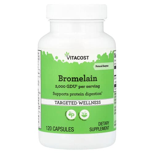 Vitacost, Bromelaiin, 120 kapslit (416,5 mg kapsli kohta)