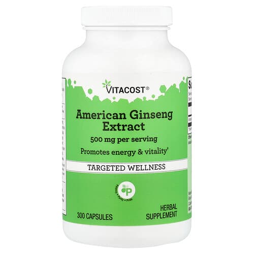 Vitacost, Ameerika ženšenni ekstrakt, 300 kapslit (250 mg kapsli kohta)