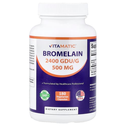 Vitamatic, Bromelaiin, 500 mg, 180 taimekapslit
