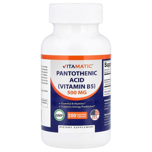 Vitamatic, Pantoteenhape, 500 mg, 200 taimset kapslit