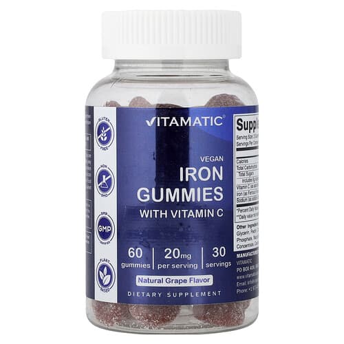 Vitamatic, Vegan rauast kummikommid C-vitamiiniga, looduslik viinamari, 60 kummikommi