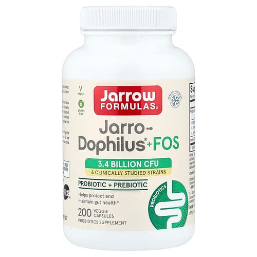 Jarrow Formulas, Vegan Jarro-Dophilus® Plus FOS, 200 taimekapslit