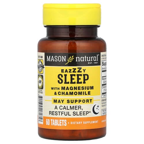 Mason Natural, Eazzzy Sleep, magneesiumi ja kummeliga, 60 tabletti
